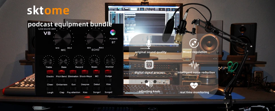 Podcast Equipment Bundle BM-800 Condenser with Voice Changer Recording Studio - Image 4 of 4