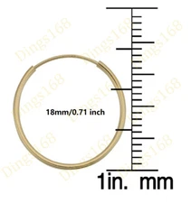 Endless Hoop Earrings, 18K Yellow Gold Filled,Tarnish-Resist, Many Sizes, Unisex