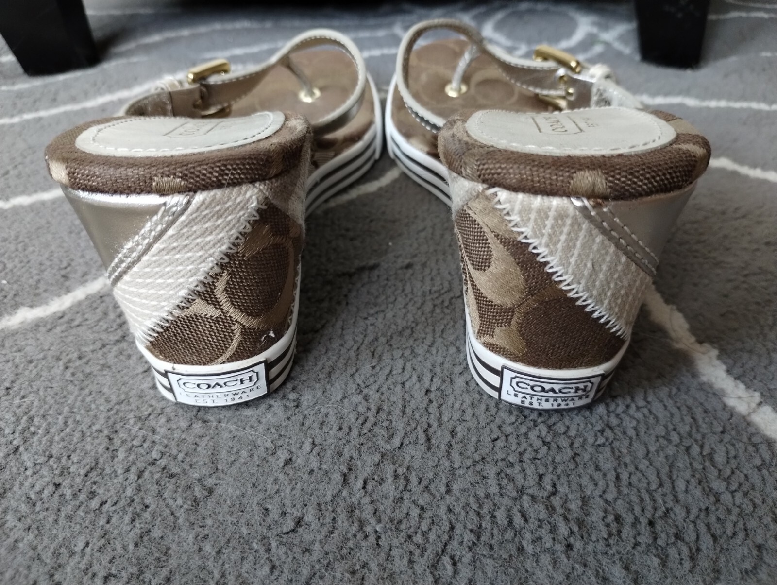 Coach "Pristine"Patchwork Logo Sandals - image 6