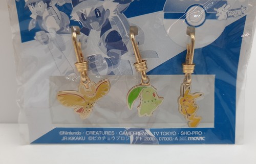 Pokemon Ash Shiny Noctowl Chikorita Pikachu 1" metal keychain charm set movie - Picture 3 of 4
