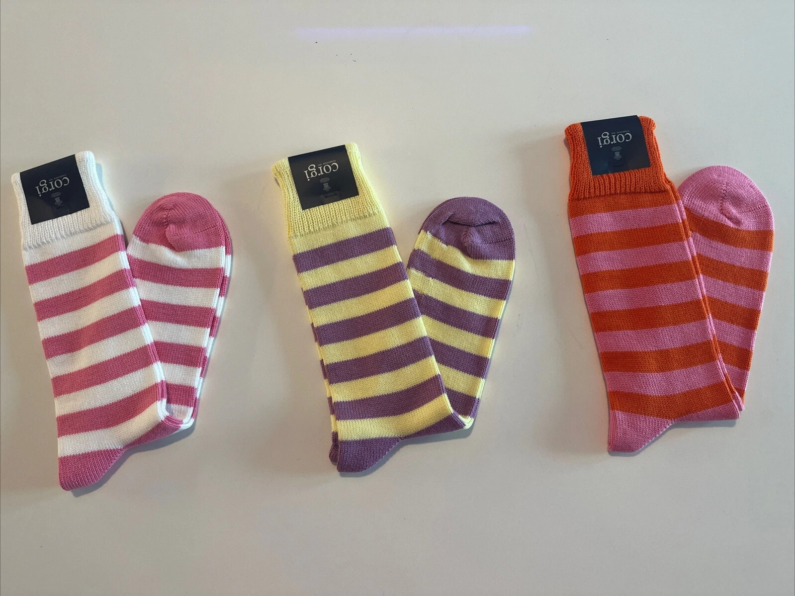 *NEW* Men's Colorful Striped Corgi Socks - 100% Cotton