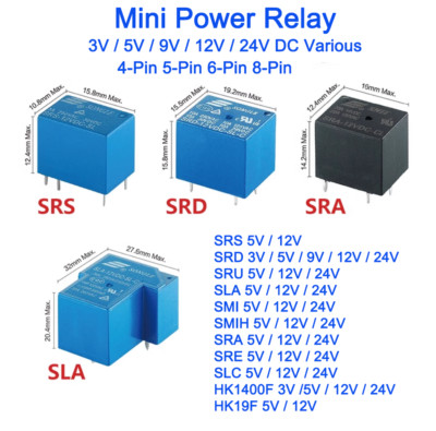 3V 5V 9V 12V 24V DC verschiedene Mini Power Relais 4P 5P 6P 8P