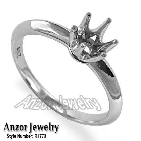 950 Platinum Handmade Six-Prong Knife Edge Ring Mounting 4 to 9.5 # R1773
