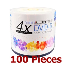 Mini DVD-R Disc 1.4GB 4x 8cm Mini Blank DVD Recordable Printable - 100 Pieces
