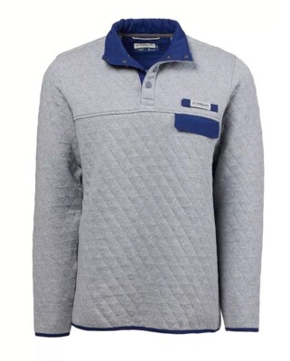 Magellan Jacket Mens SMALL Gray Campfire Quilted Quarter Snap Pullover Outdoor