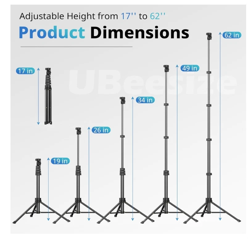 62 inches Selfie Stick Tripod with Remote Portable for iPhone and Android Phones - Image 2 of 4