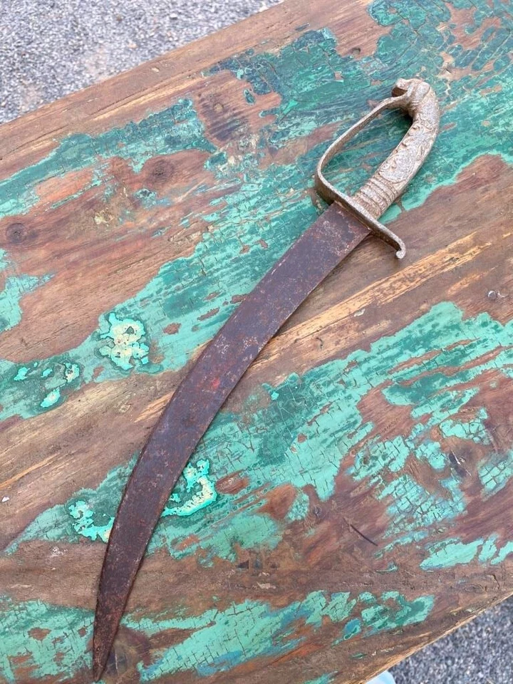Antiguo cuchillo de latón antiguo de 1890 con mango de daga espada mango de león 16"" Foto 4 de 4