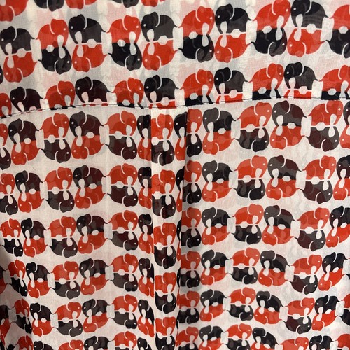 Pleione Shirt Womens S Elephant Red Black Blouse Sheer Button Up Novelty Animal - Picture 9 of 11