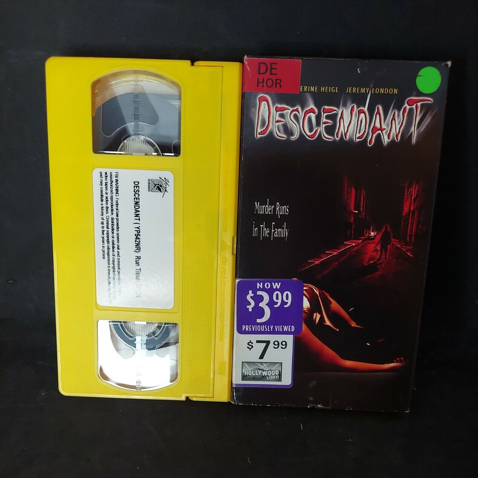 Descendant RARE yellow tape VHS 2003 gothic horror blood gore Edgar Allen Poe