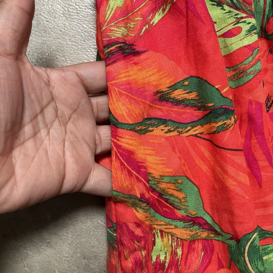 Vestido Rachel Zoe Mujer XL Naranja Rosa Floral Tropical Calado Espalda Tirantes Midi Foto 3 de 4