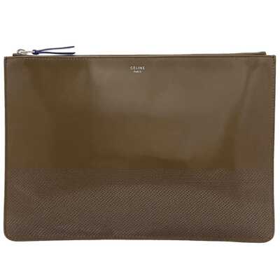 CELINE Clutch Bag Brown Pouch Patent Leather Used CELINE Good Condition  Mini