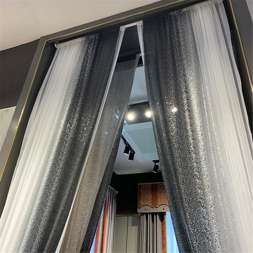 Modern Ombre Color Sheer Curtain with Sequins Shiny Voile Sheer Curtain 2 Panels - Bild 11 von 43