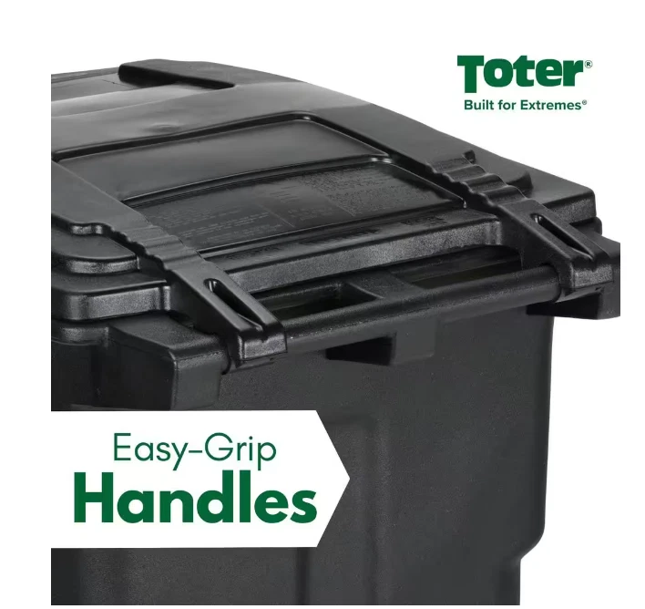 Bote de basura/basura exterior rodante negro de 96 galones con ruedas y tapa adjunta Foto 3 de 4