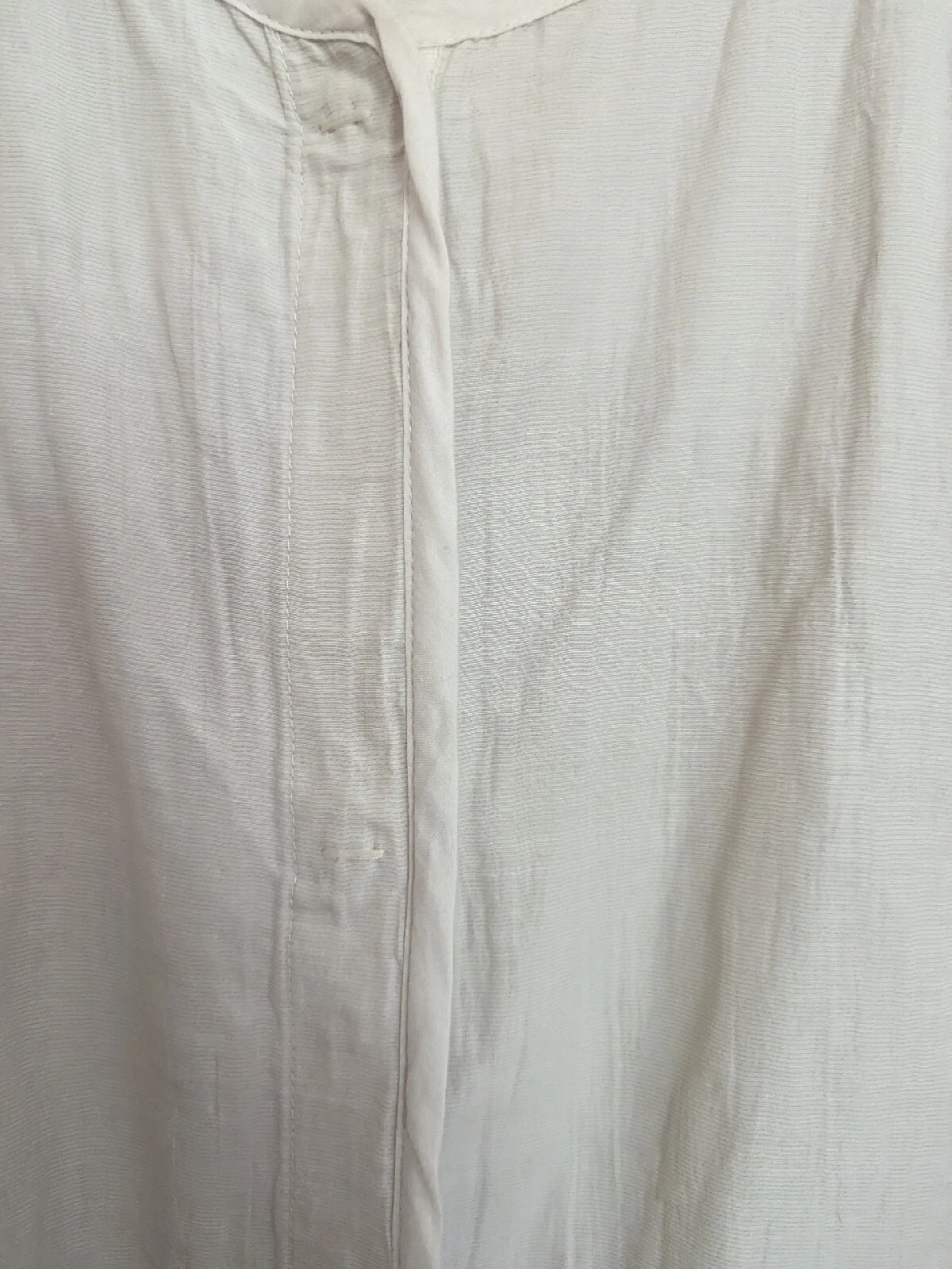 OFF WHITE Eileen Fisher Cappotto Abito Cotone Metallica Off White Snap Front Stropicciato Medium