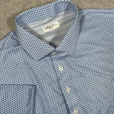 Collars & Co Polo Shirt Mens XL Blue Dress Collar Polo Geometric NEW NWOT