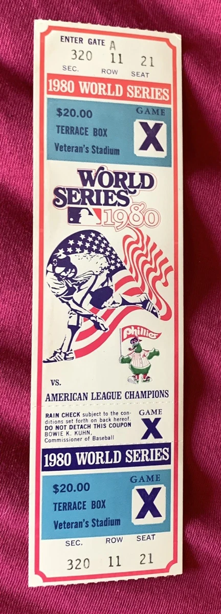 Philadelphia Phillies Baseball 1980 Vintage Sports Ticket Stubs