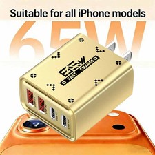 65W Fast Charging USB Type C Wall Charger For iPhone 17 16 15 14 13 12 X Pro Max