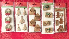 #633 - 5 PKGS CHRISTMAS 3D STICKERS by LITTLE BIRDIE - WELL MADE - LAST LOT