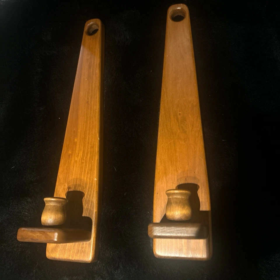 Juego de 2 apliques de vela de madera maciza. Candelabros Foto 3 de 3
