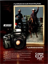 Canon EOS 750 Camera Vintage 1989 Print Ad Multi-Color Photography