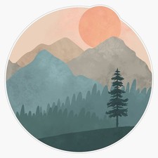 Mountain Sunrise Vinyl Bumper Sticker Decal Waterproof 5"