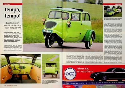Oldtimer Praxis 2393) Tempo E 400 Restaurierung - ein interessanter Bericht auf