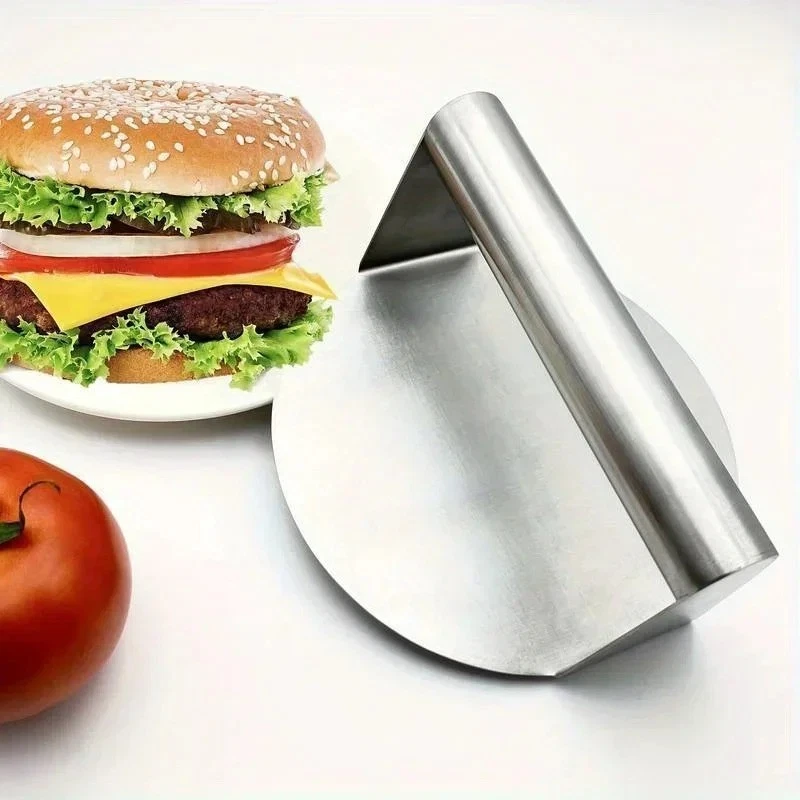Herramienta de cocina redonda para aplastar hamburguesas de acero inoxidable