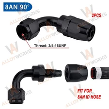 2x 8AN 90 Degree Swivel Hose End Fittings Adaptor For Oil/Fuel/Gas Hose Line.