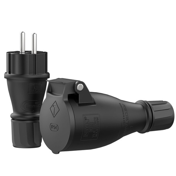 Schuko Stecker &Amp; Kupplung Set - Robuste IP54 230V | Schutzkontaktstecker-image