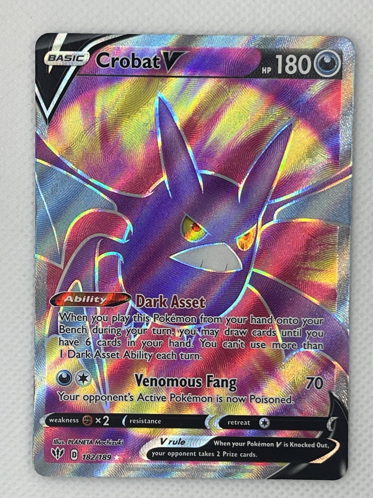 Pokémon Crobat V Full Art 182/189 DAA Darkness Ablaze NM