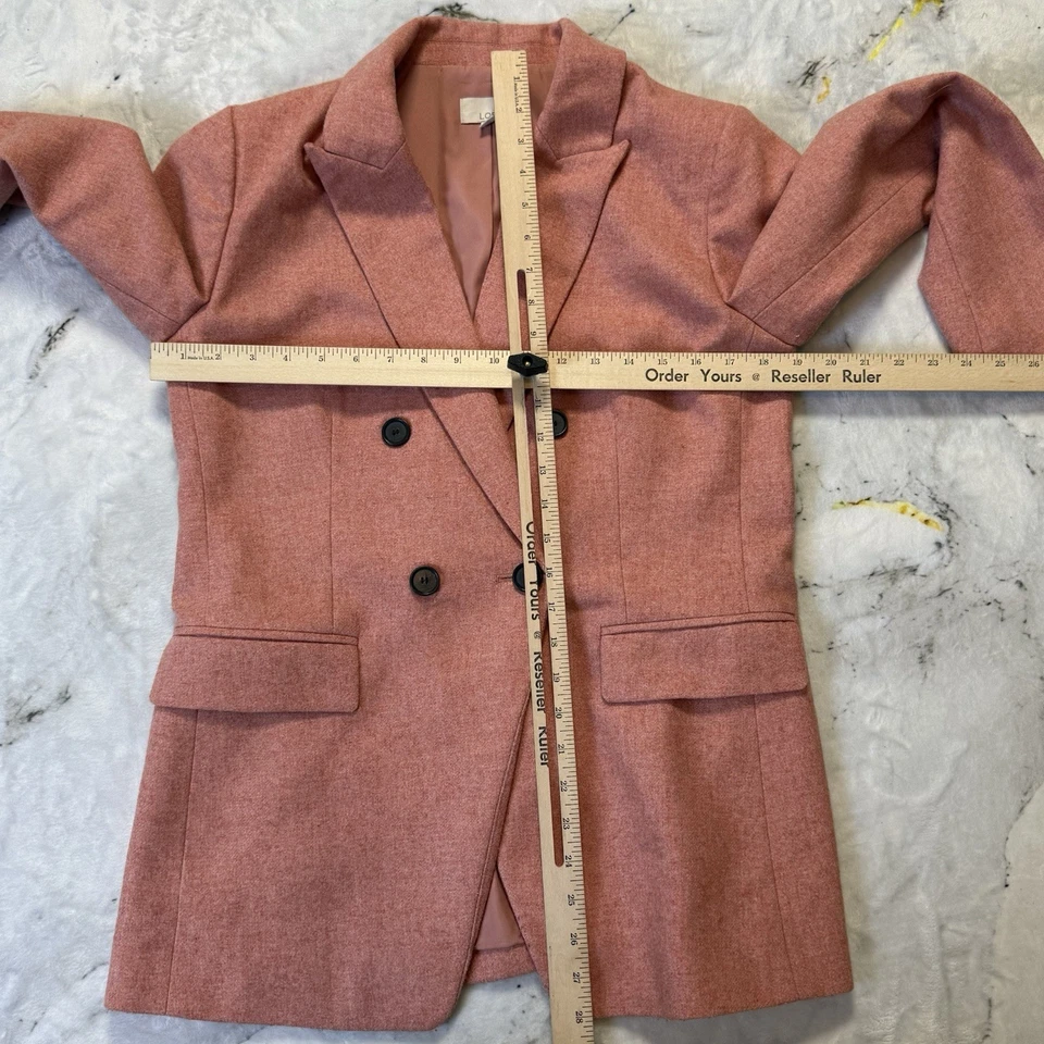 Blazer Ann Taylor Loft Mujer Talla 6 Rosa Mezcla Lana Doble Pecho Chaqueta Foto 3 de 4