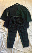3 Pc Vintage Quissett Cove 100% Wool Jacket Navy Blue, Pants And Carlisle Belt