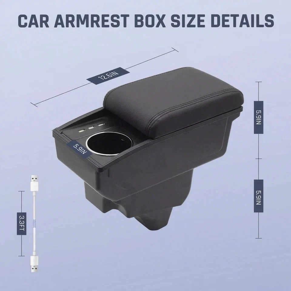 Armrest Box For Peugeot 208 2019-2021 Central Storage Box With 6 USB Ports - Изображение 2 из 4