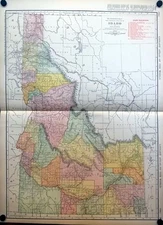 State of Idaho 1912 Rand McNally color map with Railroads