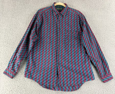 Vintage Levi's Sutter Creek Shirt Mens L Blue Geo Print Cotton Made in USA