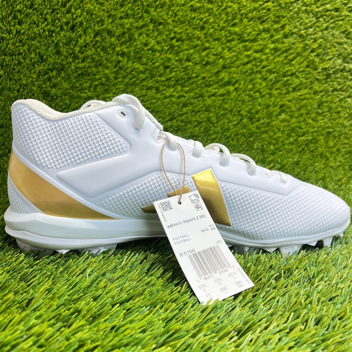 Adidas Adizero Impact.2 MD Mens Size 11 White Gold Running 
