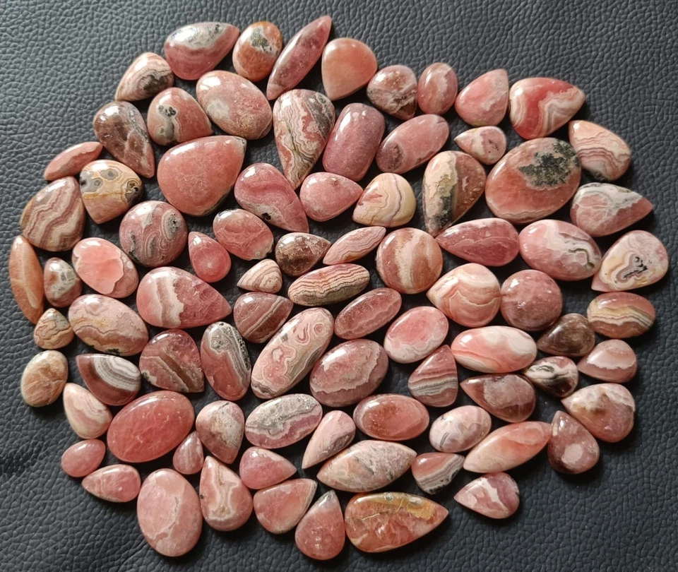 Natural Rhodochrosite Mix Shape Cabochon Loose Gemstone Wholesale Lot - Image 2 of 4
