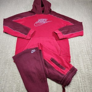Nike Sweat Suit Hoodie Jogger Pants Youth Boys XL Red Club Fleece Track