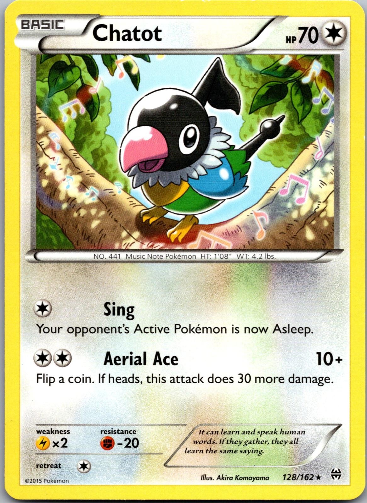 Chatot 128/162 Rare BREAKthrough Pokemon Near Mint