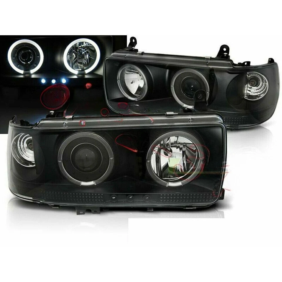 Faro negro LHD 2x para Toyota Land Cruiser Fj 80 1990 1991 1992 1993 1994-97 Foto 3 de 4