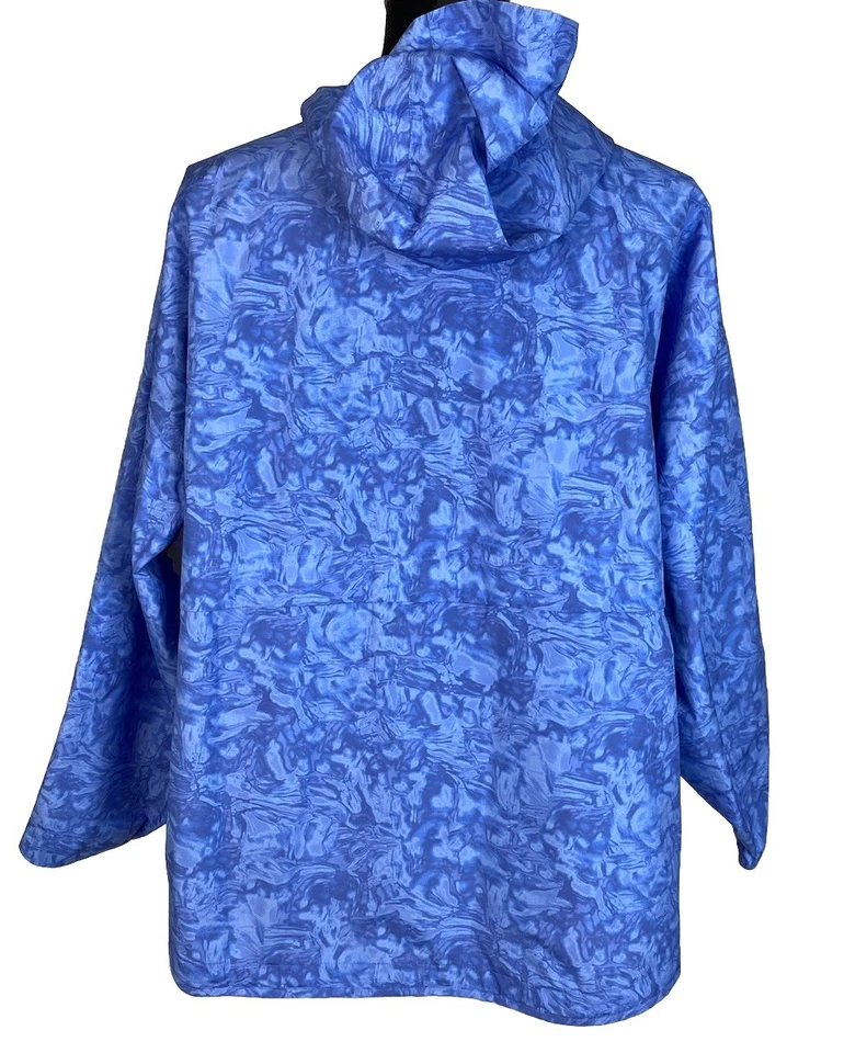 Chaqueta de lluvia Eddie Bauer Weatheredge para mujer 3X costura azul sellada con capucha empaquetable Foto 4 de 4