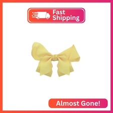5.5 Inch Grosgrain Hair Bow Clip For Woman And Girls - Pale Yellow