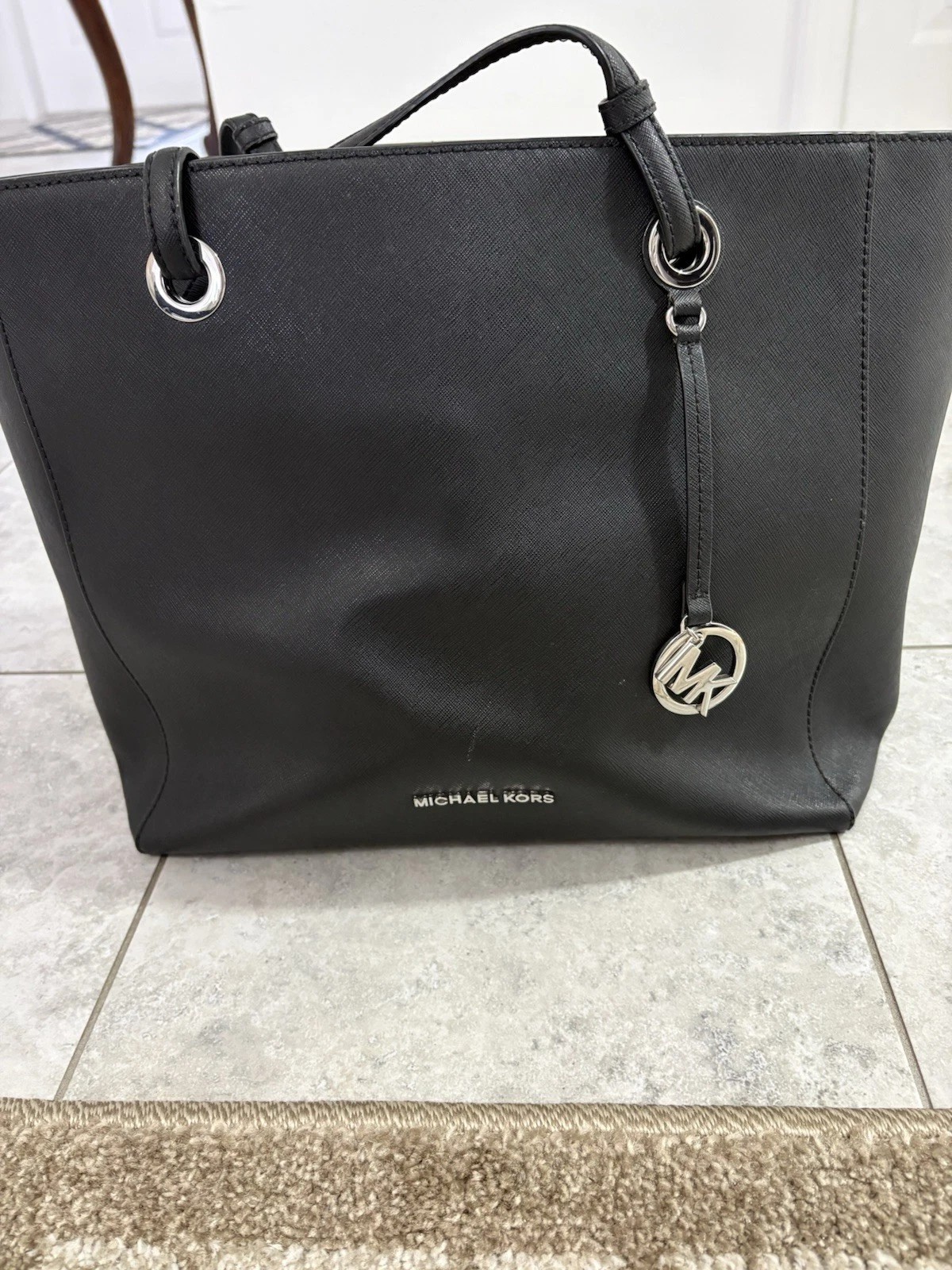 Michael Kors Women's Large Black Tote Bag Saffiano Leather Shoulder Handbag