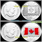 2x CANADA 2015 CANADIAN FLAG QUARTER REGULAR + COLORIZED 25 CENT COIN LOT UNC