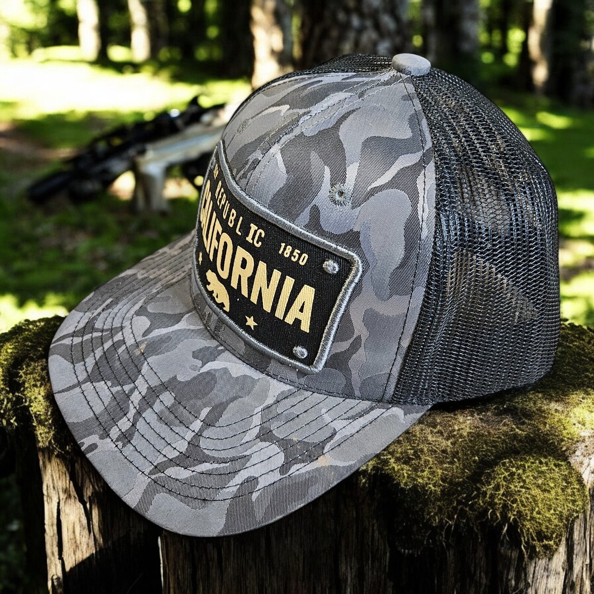 CALI LIFE California State SnapBack Grey Camo Hat Embroidered CA