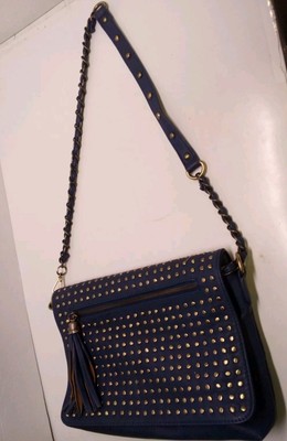 Urban Expressions Studded Shoulder Bag Purse Handbag Blue 