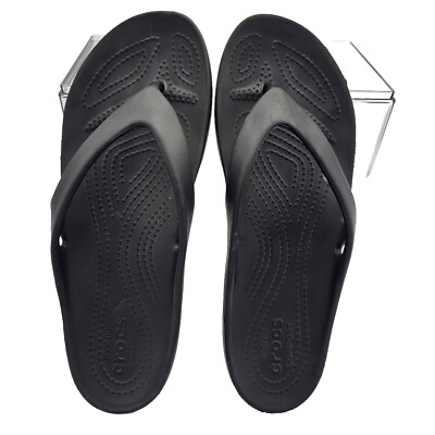 Crocs Sport Solid Black Sandals Mens Size Womens Sz Thong