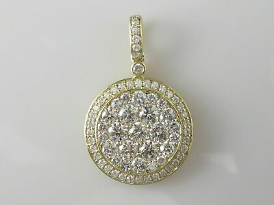 Round Lab Created Diamond Cluster 14K Yellow Gold Plated Pendant Free Chain