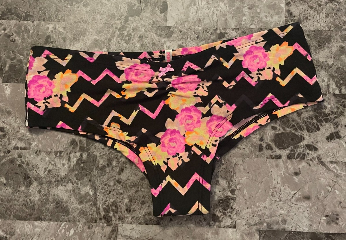 NWOT VICTORIA'S SECRET PINK S FLORAL ZIG ZAG RUCH VINTAGE RARE