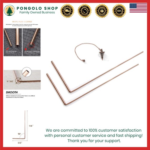 L-Shape 99.9% Copper Dowsing Rod Set with Pendulum for Natural Element Detection